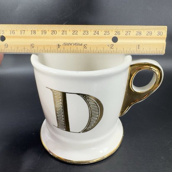 Anthropologie Gold Trim MONOGRAM 14oz Coffee Mug Cup Letter Initial D W Sticker - Picture 4 of 11